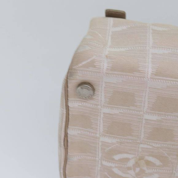 CHANEL New Travel Line Vanity Pouch Nylon Beige CC Auth ac3094 - Picture 14 of 16